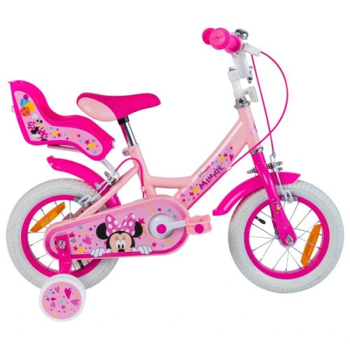 12 colos Disney Minnie egér gyerekbicikli pótkerekekkel, rózsaszín/lila