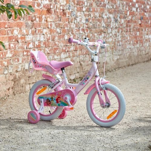 14 colos Disney Princess gyerekbicikli pótkerekekkel, rózsaszín