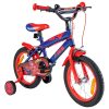 14 colos gyerekbicikli Pókember pótkerekekkel, kék/piros