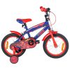 14 colos gyerekbicikli Pókember pótkerekekkel, kék/piros