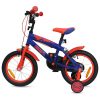14 colos gyerekbicikli Pókember pótkerekekkel, kék/piros