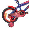 14 colos gyerekbicikli Pókember pótkerekekkel, kék/piros