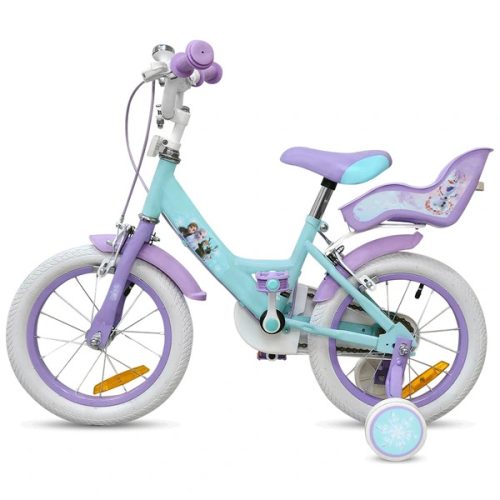 14 colos Disney Jégvarázs gyerekbicikli pótkerekekkel, türkiz/lila