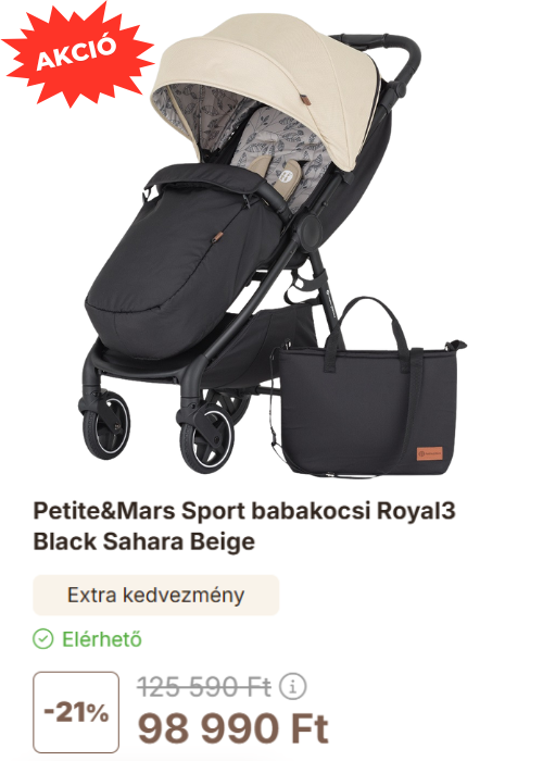 Petite&Mars Sport babakocsi Royal3 Black Sahara Beige