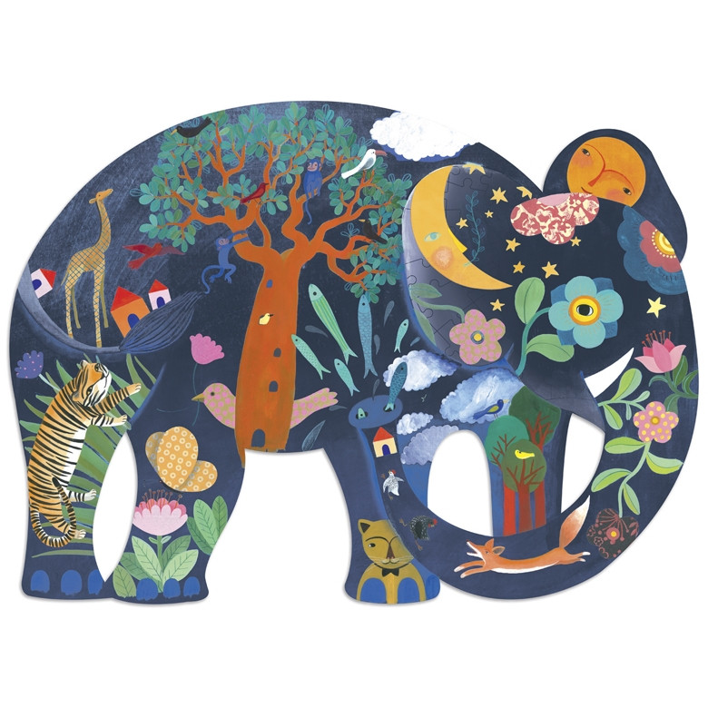 Elefánt díszes művész puzzle 150 db - os - Eléphant - Djeco