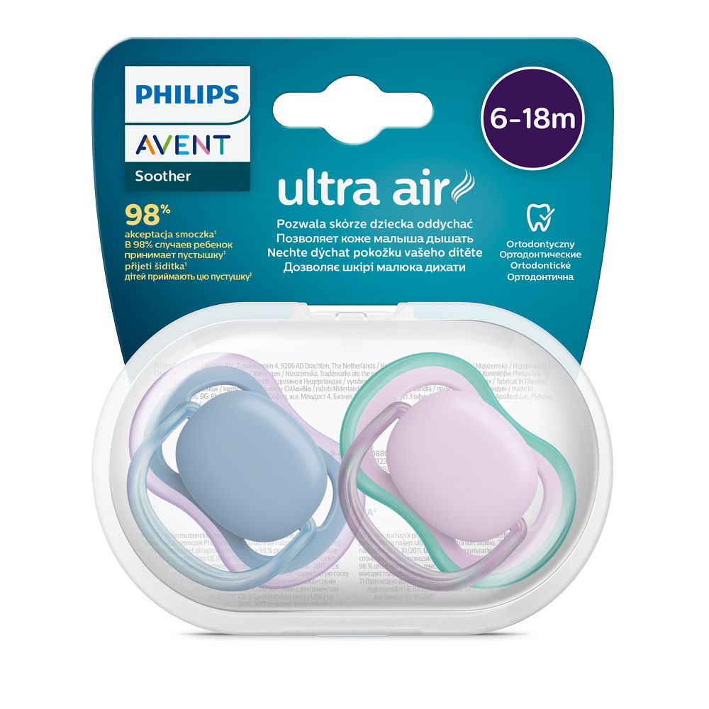 Philips AVENT játszócumi Ultra Air neutral 6-18hó lányos kék 2db