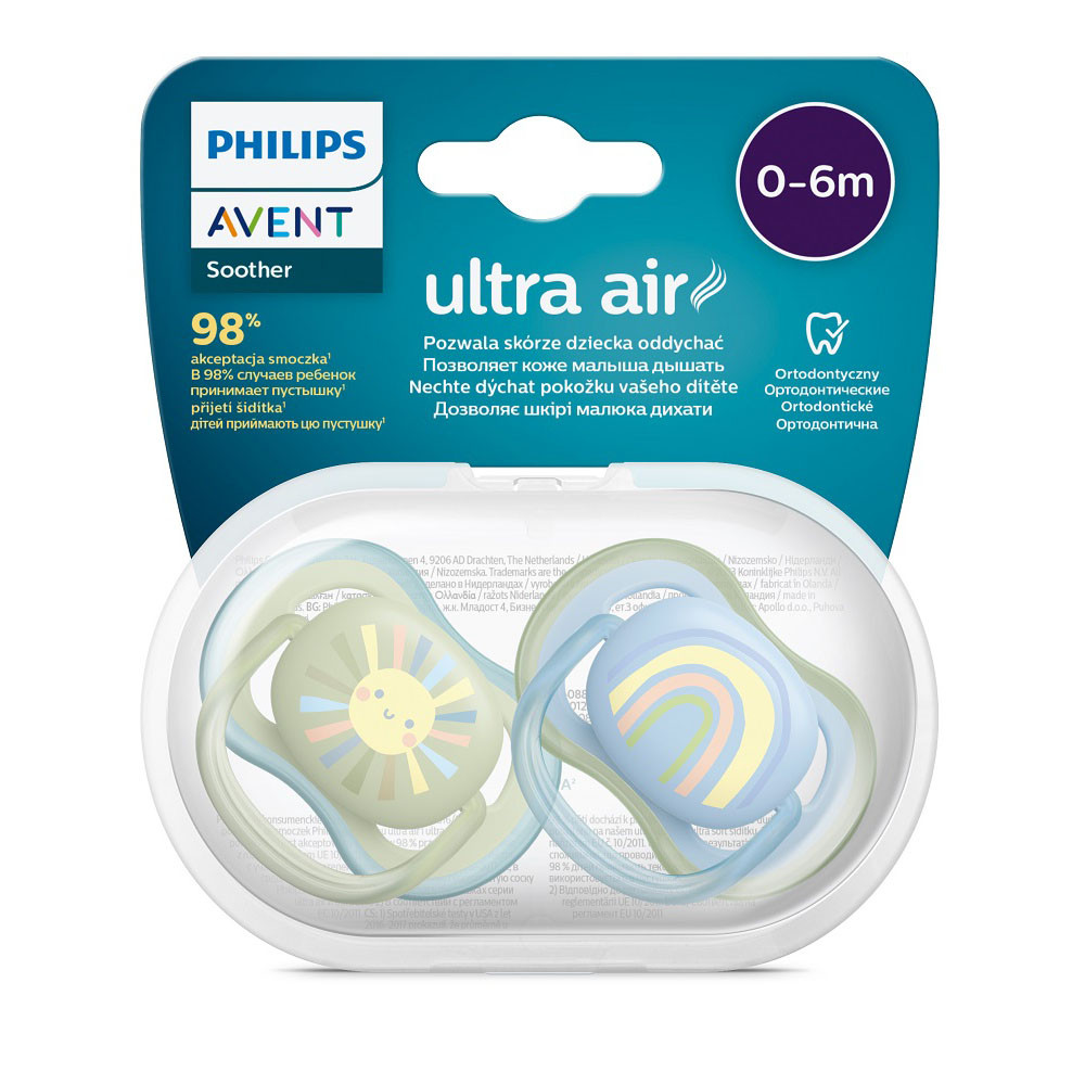 Philips AVENT játszócumi Ultra Air szivárványos 0-6hó fiús 2db